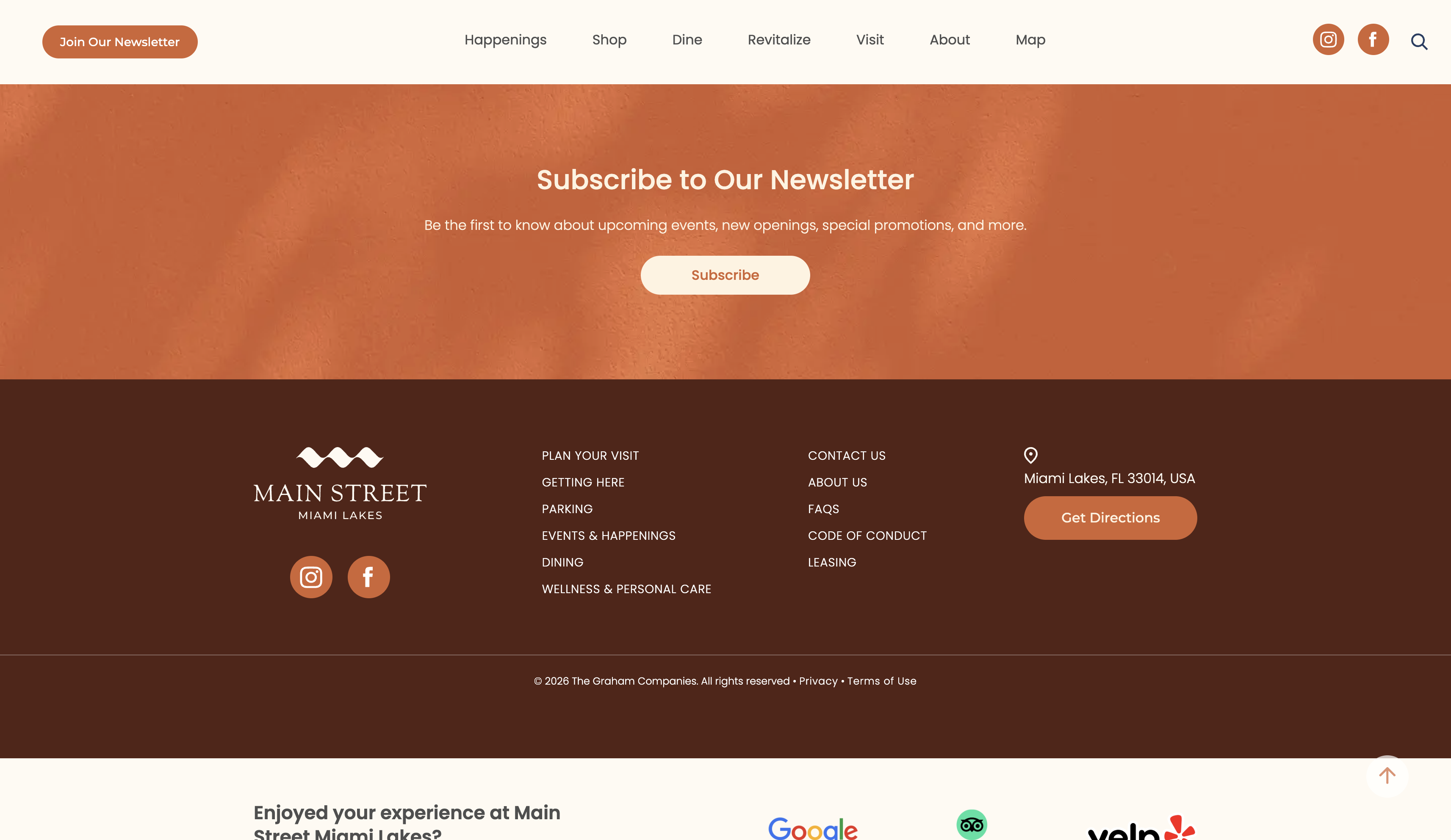 MainStreet — Website footer and newsletter