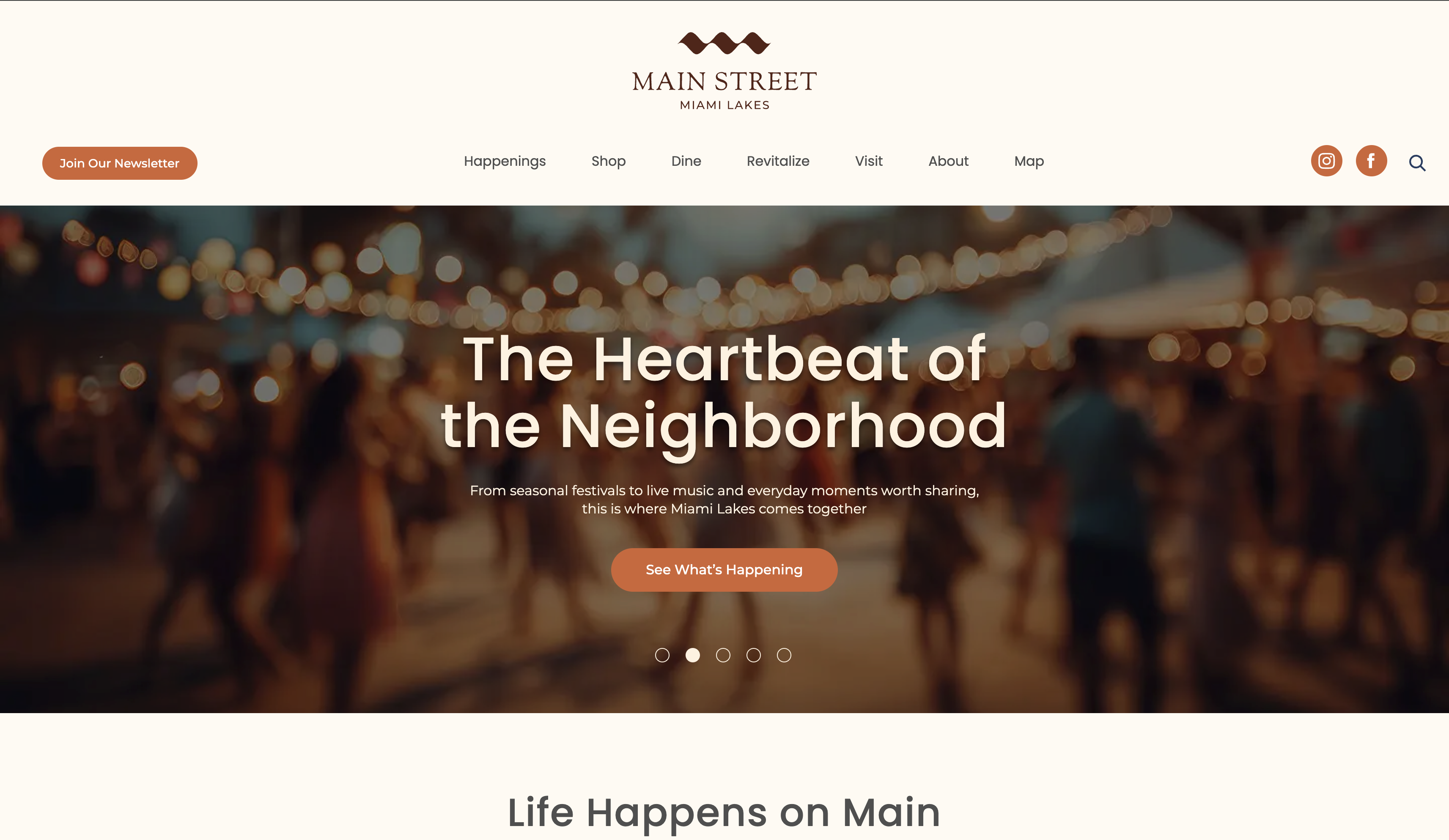 MainStreet Miami Lakes — Website homepage hero