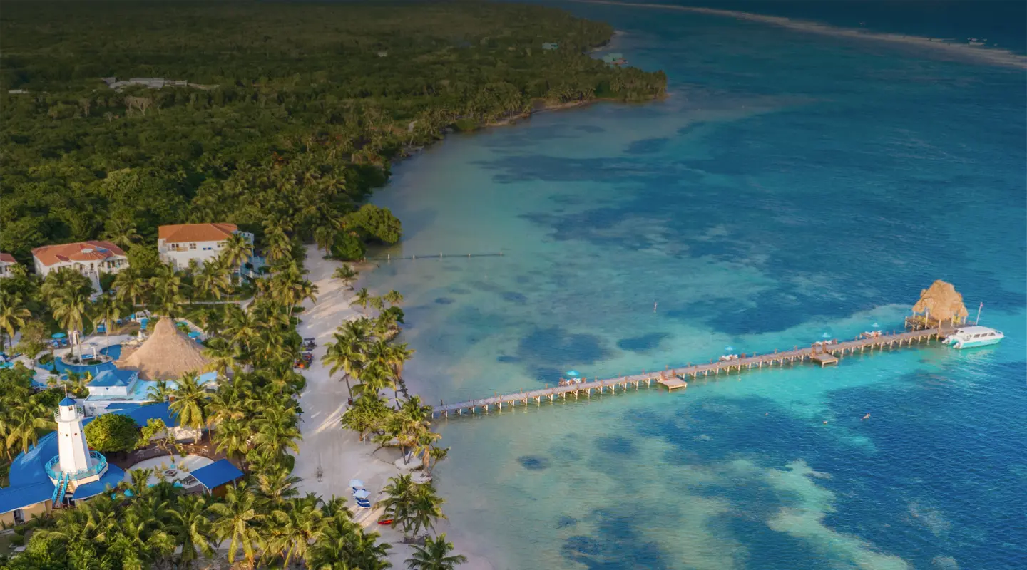 Reef Haven Belize — Aerial coastline view